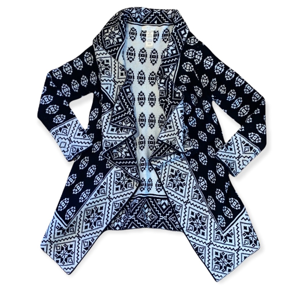 Elodie Black and White Mohair Blend Patterned Cardigan